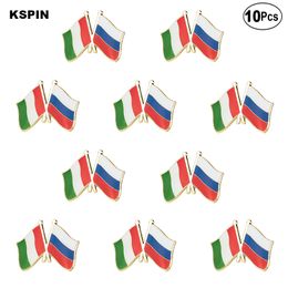 Italie et Russie Union Amitié Broches Épinglette Drapeau insigne Broche Pins Badges 10 Pcs un Lot