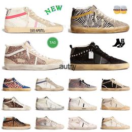 Italië merk 2024 Sequin Mid Star Golden Casual Beroemde Slide Schoenen Hoge Top Trainers Designer Sneakers zilver glitter Vrouw Mannen Klassiek Dhgate Wit Doe oud Vies 019