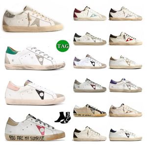 Italie Brand Chaussures décontractées Golden Dirty Shoes Sneakers Men Chaussures Sneakers Super Star Classic Do Old Snake Skin Talon Suede Citp Trainers Taille 35-45