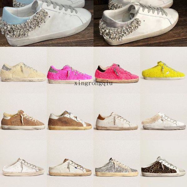 Italie marque Sneaker Femmes Casual Chaussures Hiver Laine Chaussures D'été pantoufles Spuer-star Sabot Designer Sequin Classique Blanc Do-Old Dirty SuperStar Pantoufles