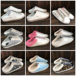Italië merk Golden Sneaker Dames zomerslippers Casual Schoenen Winter Wollen Schoenen Designer Pailletten Klassiek Wit Do-Oude Vuile Spuer-ster Sabot Slipper Slides UYGF
