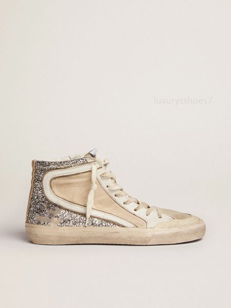 Nouvelle version Italie Sneakers Femme chaussures de style haut de gamme Mid Slide Star Baskets en cuir Sequin superstar Classic White Do-old Dirty Men chaussure