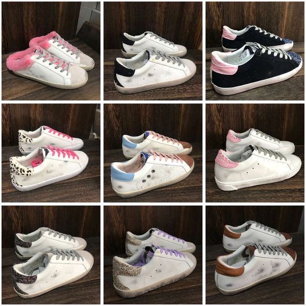 Italia Marca Golden Sneakers Star Star Italia Marca Super Star Diseñadora de zapatillas Golden Woman Hot Pink Casual Casual Luxury White Doold Sequín sucio SU 7WKN