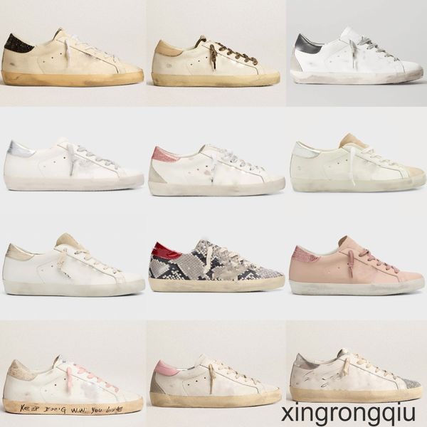 Luxe Italie Marque Sneaker Super Star Femmes Chaussures Imprimé Léopard Paillettes Rose-Or Classique Blanc Do-old Dirty Designer High Top Style Chaussure