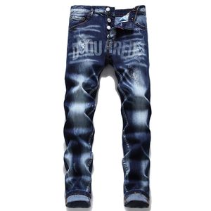 Italie chaîne Jean pantalon hommes Slim Denim pantalon bleu crayon Pant250I