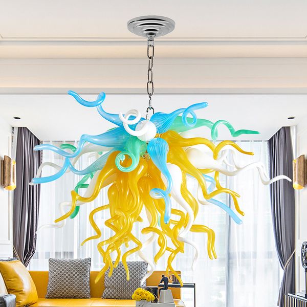 Lámparas colgantes de araña italiana, lámparas de cristal de Murano, lámpara LED decorativa hecha a mano para el hogar, personalizada para sala de estar