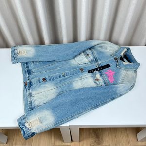 Italia Cool Patch Jeans Chaqueta Otoño Invierno Hombres Casual Vintage Streetwear Abrigos de mezclilla desgastados 23fw