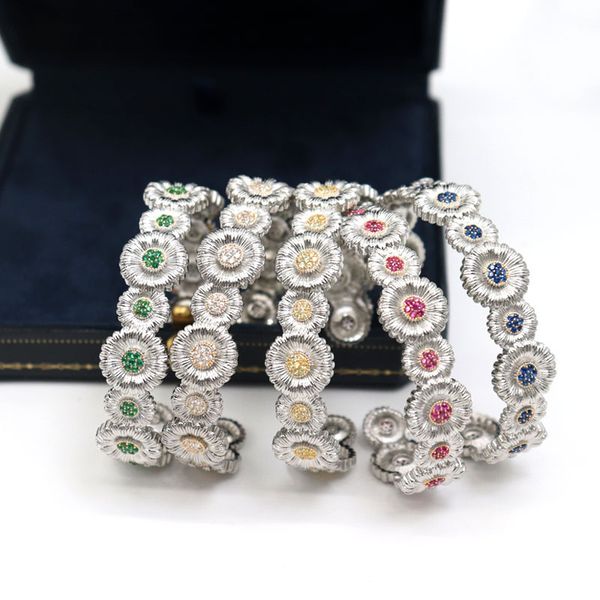 Italie Artisanat Chaîne GD Même Style Daisy Ouvert Bracelet Rétro Palais Personnalisé Mode Bicolore Brossé Bijoux Pour Hommes Et Femmes