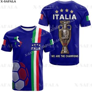 Italie Nom personnalisé et numéro Fans Football Football 3D imprimé haute qualité T-shirt été col rond hommes femme décontracté Top-3 220619