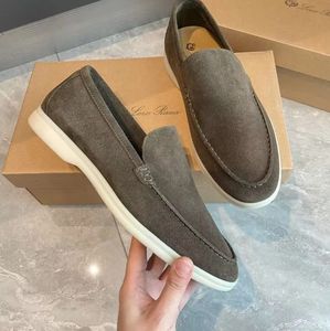 Italië Ontwerp Lente Lopen Suede Loafers Schoenen Mannen Hand Gestikte Gladde LP Jogging Slip-on LoroPiana Comfort Feestjurk Casual Wandelen EU36-46