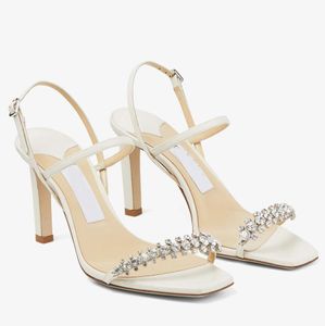 Italie Design Femmes Meira Strass Sandales À Lanières Chaussures Femmes En Cuir Verni Noir Nude Robe De Soirée De Mariage Talons Hauts Dame Confort Marche Chaussures Élégantes EU35-43