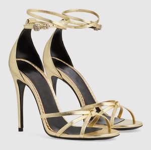 Italië Ontwerp Vrouwen Strappy Sandalen Schoenen Lakleer Hoge Hak Goud Zwart Rood Pumps Party Bruiloft Gladiator Sandalias Met box.EU35-43