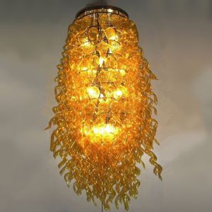 Italie conçu lampes suspendues couleur or lustres en verre soufflé à la main lumière moderne cristal LED sur mesure décoration d'art à la maison 24 par 48 pouces