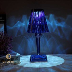 Italia Diseñador Lámpara de mesa de cristal USB Kartell Batería Lámpara de escritorio Sensor Mesita de noche Luz Restaurante Romántico Iluminación interior HKD230808