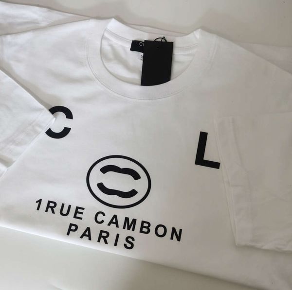 Italia Diseñador Versión Marcas de lujo Camiseta Algodón Europa Zapatos deportivos Imprimir Gráfico Apliques Hombres Mujeres Dos C Negro Blanco Canal Estilo Ropa Camisetas Tops 326