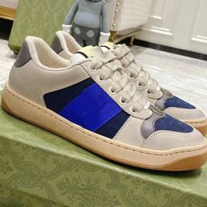 Italië Vuile leren schoen groen rood gestreept Luxe ontwerpers Canvas Ace Casual schoenen Klassieke boter Distressed Screener Sneakers 16