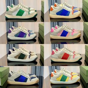 Italië Vuile leren schoen Groen Rode streep Luxe ontwerpers Canvas Ace Vrijetijdsschoenen Klassieke boter Distressed Screener Sneakers Iuce