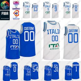 Italie Eurobasket 33 Achille Polonara Jerseys de basket-ball 70 Luigi Datome 25 Tommaso Baldasso 54 Alessandro Pajola XS-4XL Men de femmes