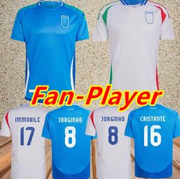 Italia Copa de Europa 2024 2025 Jerseys de fútbol NS Jugador Bonucci Jorginho Insigne Verratti Mentball Shirts Chiesa Barella Chitalia Faiellini Pellegrini