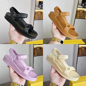 Italia Feel Rubber Sandals para mujer diseñador diapositivas Neon Yellow Cream White lila trigo negro playa zapatillas moda lujo mujer verano sandalia zapatos EUR 35-40