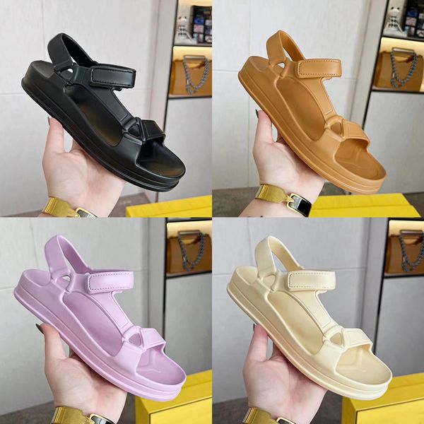 Italie Feel Rubber Sandals sandales de designer pour femmes Neon Yellow Cream Blanc lilas blé noir pantoufles de plage mode luxe femmes été sandale chaussures EUR 35-40