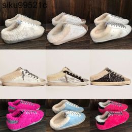 Italië Gouden Ontwerpers Sneaker Super Star Sabot Vrouwen Bont Slippers Casual Schoenen Pailletten Klassiek Wit Do-Old Dirty Star Sneakers Australië Winter Wollen Schoenen