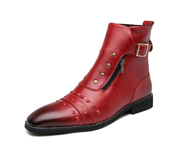 Botas clásicas hechas a mano de Italia para hombre, zapatos de vestir de cuero PU para hombre, zapatos Oxford para exteriores, zapatillas de deporte de otoño, mocasines para hombre, botines para niños, botas de fiesta