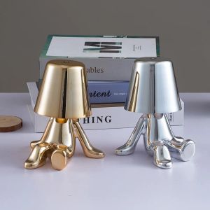 Italië Little Golden Man Thinker Creatieve LED Oplaadbare sfeer lamp slaapkamer bedkamer bedest nachtlicht kinderdag geschenken