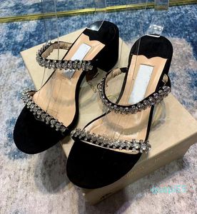 Luxe paillettes femmes Bing pantoufles sandales Semi chaussures cristal sangle cheville dame Mule parfaite robe de mariée