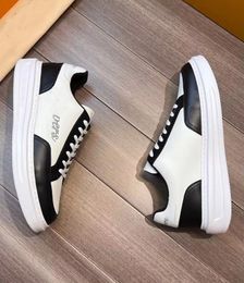 Italie Luxury Men Beverly Hills Trainers Chaussures Blanc Blanc Black Calfskin en cuir à lacets Sneakers Party Mariage Rubber Sole Outdoor Skateboard Walking EU38-46