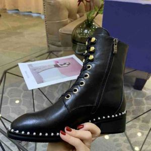 Italie luxe nouveau SW femmes Martin bottines cheville dames talons carrés chaussures noir à lacets en cuir de vache bottes taille 35-41