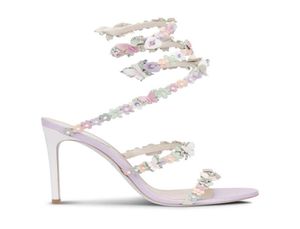 Italië maakte renes Cleo satijnen sandalen schoenen vrouwen bloemen vlinder boeket strappy caovillas gladiator sandalias feestjurk lady1732255