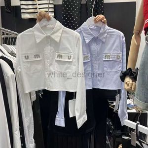 Italie Miui Top Blouses pour femmes chemises Luxury Femmes Blouses Designer Classical Design Clothing Fashion Blue Sports Shirt Woman Stripe Shirt