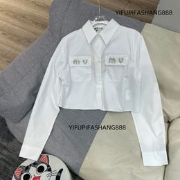 Italie Mivmiv Top Luxury Femmes Blouses Designer Classical Miui Clothes Fashion Blue Sports Shirt Femme Indépendante femme Stripe Miui Top 9032