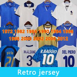 Italia Retro Jersey 1982 1986 1990 1994 1996 1998 2000 Home and Away Jersey Baggio Maldini Inzaghi Vieri Buffon Totti Zoff Player Jersey