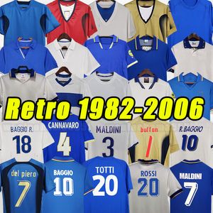 Italië Retro VOETBALTRUI's Maldini Baggio ROSSI Schillaci Totti Del Piero Pirlo Inzaghi buffon Cannavaro Materazzi Nesta 1982 1990 1994 1996 1998 1999 2006 2000 06