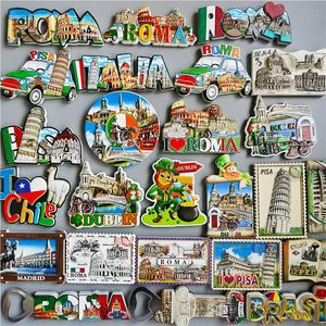 Italia Roma Imanes de nevera Recuerdo turístico Dublin Chile Pisa Brasil 3d Resina Magnética Calcomanía para refrigerador Decoración del hogar Regalos 220718