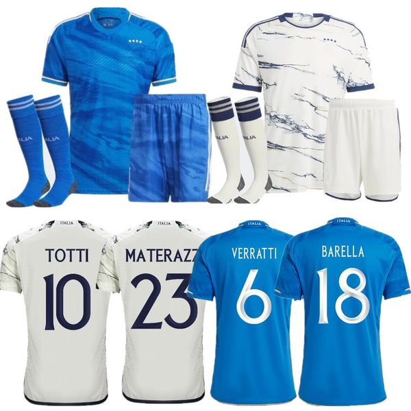 Maillots de football Italie 2023/24 version fan Maglie da Calcio CHIESA Costume d'entraînement Italia 23 24 hommes maillot de football kit enfants uniforme