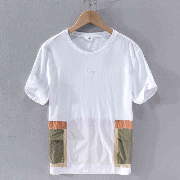 Camiseta de lino de marca de estilo italiano para hombre, camisetas blancas de manga corta para hombre, camiseta informal cómoda para hombre, camisa masculina G1229