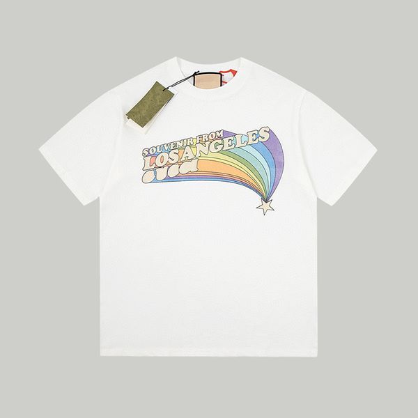 Italie Style Rainbow Letters Imprimer Tee Designer T-shirt Printemps Été Casual Mode Skateboard Hommes Femmes Tshirt 24ss 0229