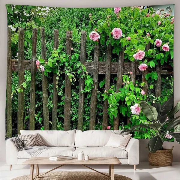 Italie Verona Old Window Grille Tapstances Outdoor Landscape Tapestry Old Door Flower Home Courtyard Mur suspendu décoration Art Mural R0411 1