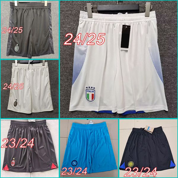 Italys AC Inter Mens Football Shorts 2024 2025 Naples Milan Miami Men Soccer Shorts 23 24 25 Lautaro Giroud Osimhen Vlahovic Home Away Third Shorts Cortos de Futbol