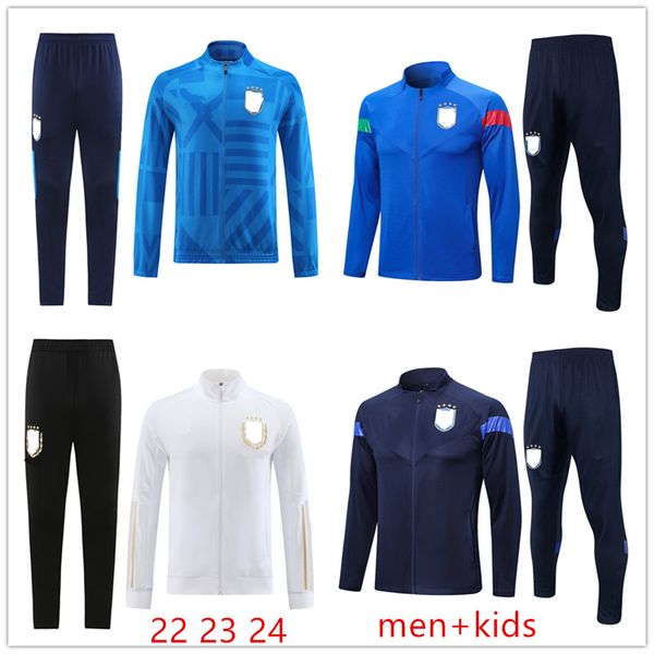 Chándal para adultos de Italia, chaqueta con cremallera larga, ropa deportiva 22 23 24, chándales de fútbol para hombres y niños de Italia, chandal futbol, sudadera, chaqueta, kit de chándal