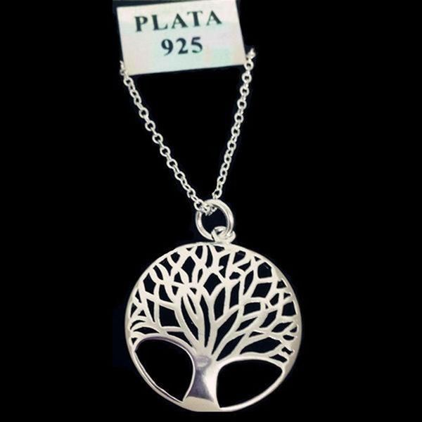 Articolo 925 Collana con ciondolo albero della vita placcato in argento alla moda più popolare da 18 pollici intera 226N