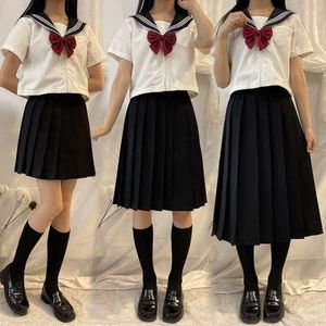 Titel van het item Plooirok voor dames Zomer Zwart Kort Lang Jk Uniform Pure kleur Japanse L A-lijn