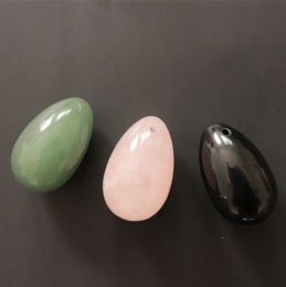 Articles 3 pcs 40 * 25 mm d'obsidien naturel jade et quartz rose à yoni œuf yoni
