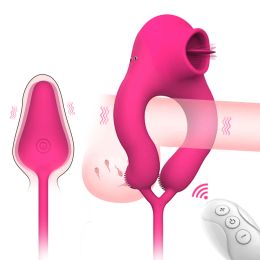 Items schoonheid items afstandsbediening tong likken clitorale stimulator anale plug trillende ei vergrendeling sperma ring mannelijke vertraagde ejaculatie se