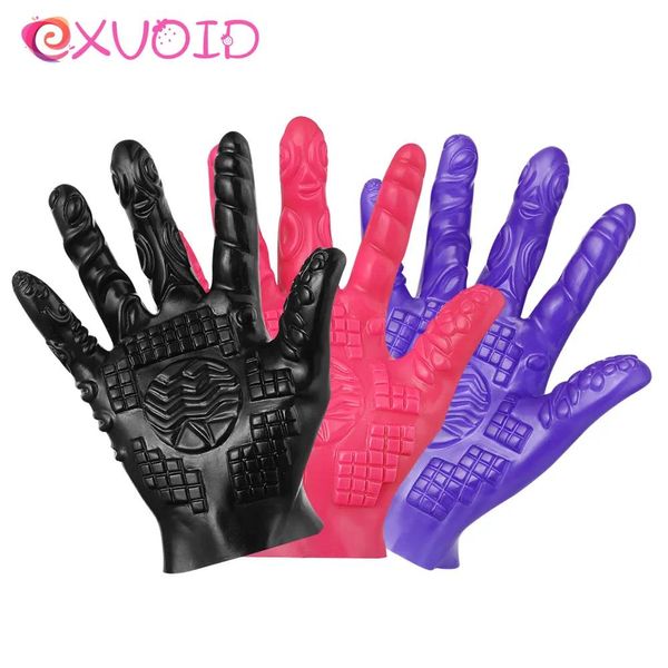 EXVOID Gants en silicone Plug anal 1 pièces Gode de doigt sans vibrateur jouets sexy pour femmes hommes Gay femme Masturbation Gspot masseur