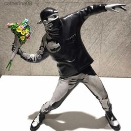 Items Modern Art Banksy Flower Bomber Resin Figurine England Street Art Sculpture Statue Bomber Polystone Figure Collectible Decorate L2