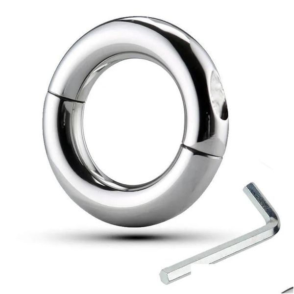 Articles Autres articles de beauté de santé Mâle rond extrême métal lourd cockrings en acier inoxydable anneau de pénis civière de boule scrotum bondage devic